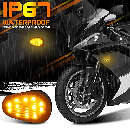 QUASCO Flush Mount Motorcycle Turn Signals Smoked Lens led Blinkers Compatible with Yamaha YZF R1 R3 R6 R6S FJ 09 FZ MT 07 09, Amber - Image 4
