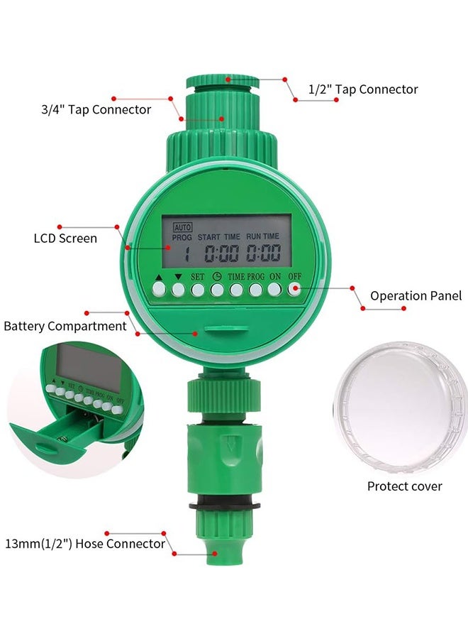 جهاز توقيت المياه جهاز التحكم في الري في الحديقة، جهاز التحكم التلقائي في الري جهاز توقيت فتحات فتحات الهواء الطلق -أخضر - Image 4
