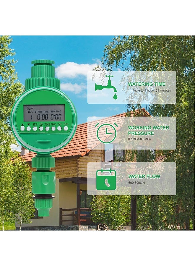 جهاز توقيت المياه جهاز التحكم في الري في الحديقة، جهاز التحكم التلقائي في الري جهاز توقيت فتحات فتحات الهواء الطلق -أخضر - Image 3