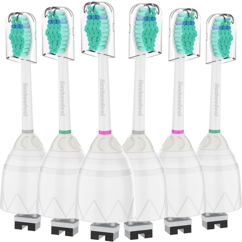 Jiuzhoudeal Toothbrush Replacement Heads for Philips Sonicare ESeries Essence Elite Advance CleanCare Screwon Electric Toothbrush Heads HX702266 6 Pack
