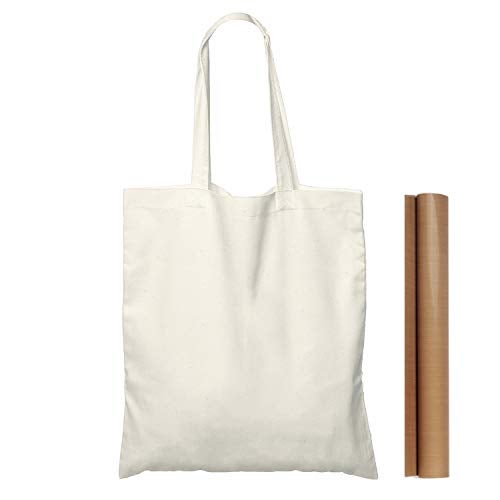 NPBAG 25 Pack 15'' X 16'' Natural Cotton Tote Bags, Lightweight Blank Bulk Cloth bags with 1pc of PTFE Teflon Sheet - Image 1