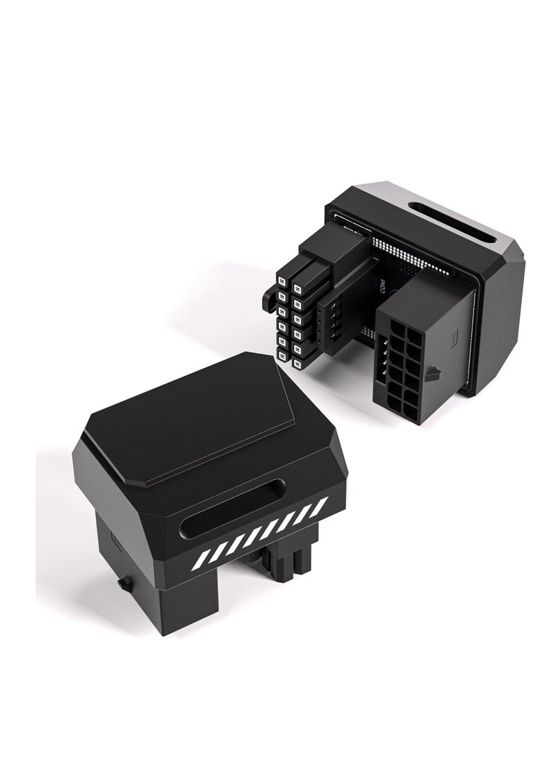 SYOSI PCIe 5.0 Adapter - 600W 12+4pin, 16pin 12VHPWR GPU Power Connector, 180 Degree Right Angle - Compatible with RTX 3090Ti, 4070Ti, 4080, 4090 Graphics Cards - RVS Type, Black, 1 Pack - Image 1