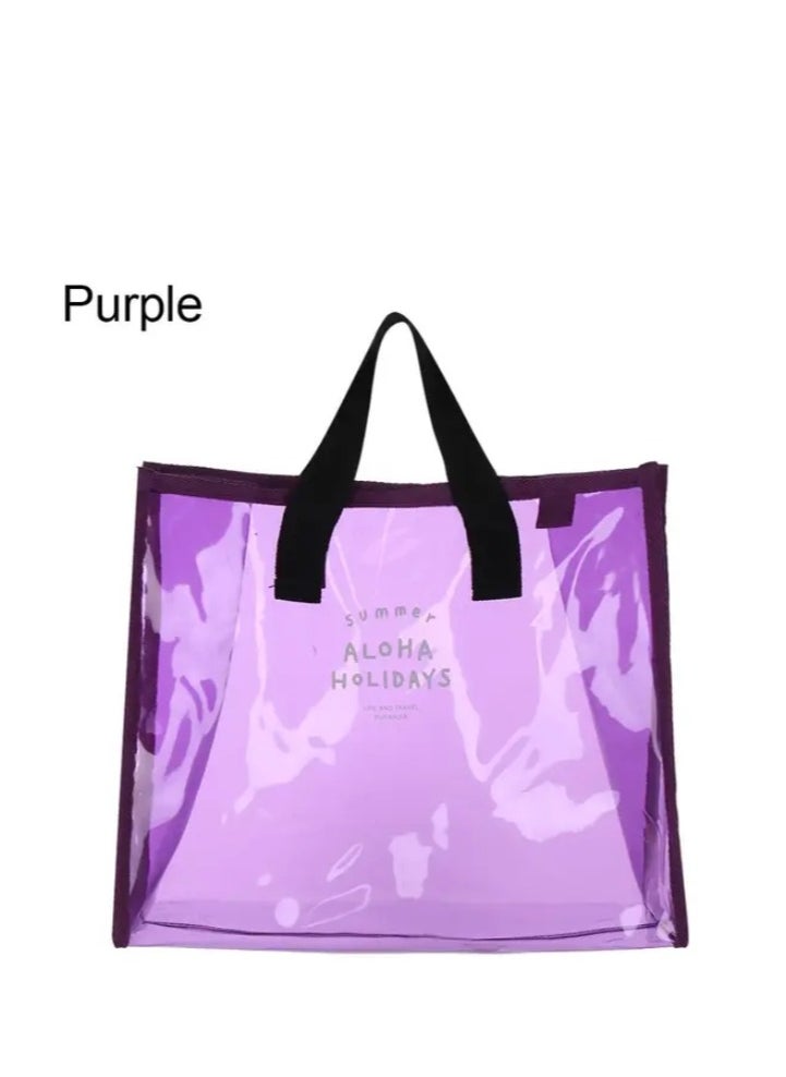 Generic - Waterproof Transparent Portable Jelly Bag Summer Large Capacity Handbag Shopping Beach Bag Shoulder Bag - Image 1