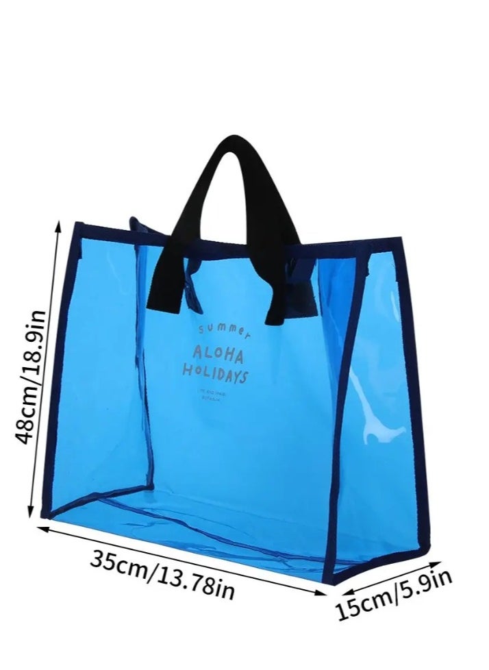 Generic - Waterproof Transparent Portable Jelly Bag Summer Large Capacity Handbag Shopping Beach Bag Shoulder Bag - Image 1