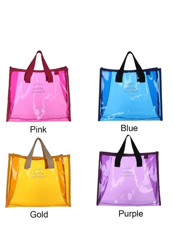 Generic - Waterproof Transparent Portable Jelly Bag Summer Large Capacity Handbag Shopping Beach Bag Shoulder Bag - Image 1