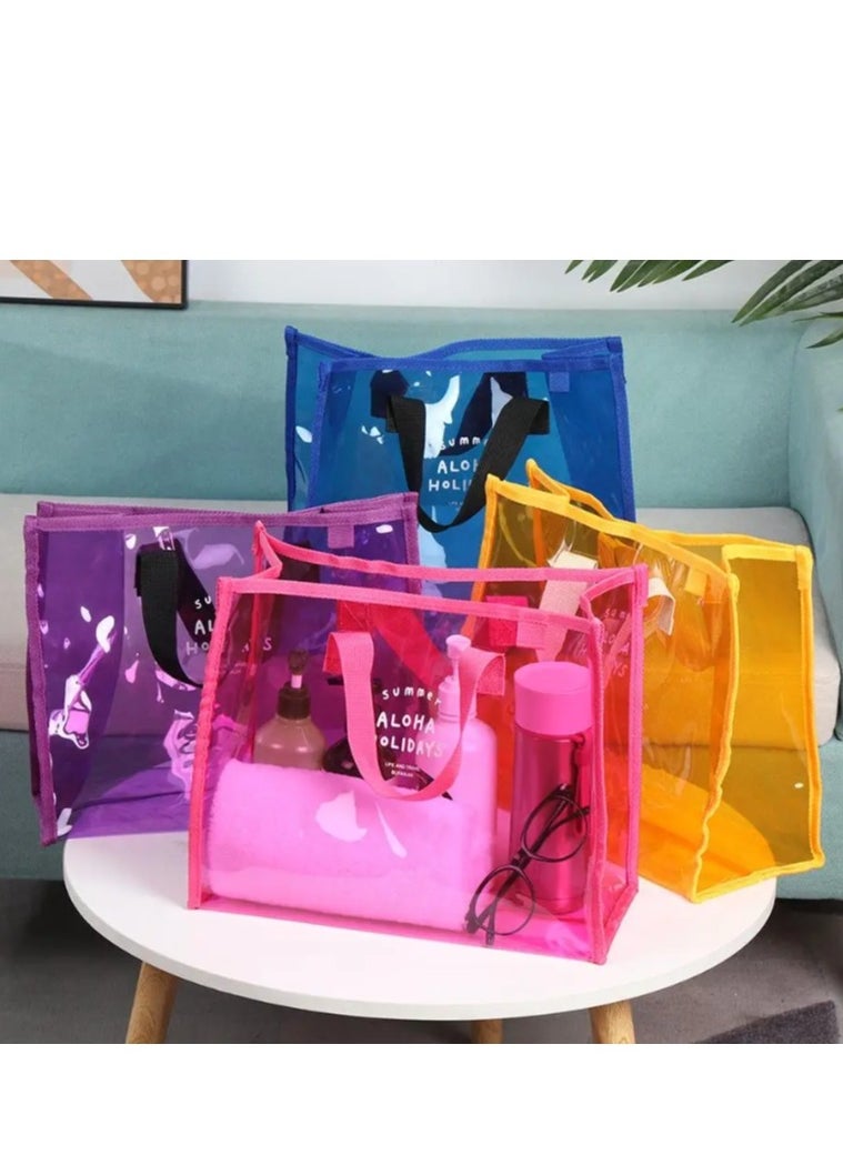 Generic - Waterproof Transparent Portable Jelly Bag Summer Large Capacity Handbag Shopping Beach Bag Shoulder Bag - Image 1