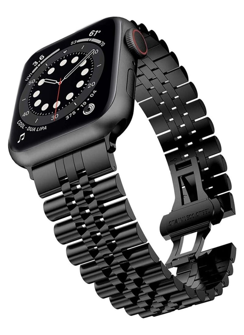 Compatible with Apple Watch Band Series 5 44mm 42mm, Stainless Steel iWatch Band with Butterfly Folding Clasp for iWatch Band Series 5/4/3/2/1 - Image 1