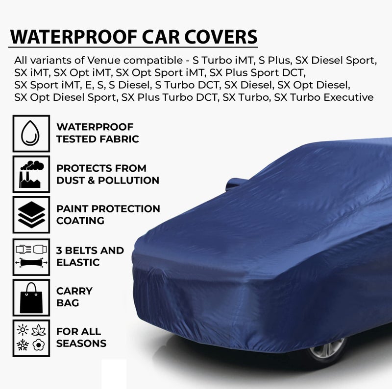 Autofy Car Cover Waterproof TAFO for Hyundai Venue [Year 2020 Onwards] - Venue Car Cover Dust & UV Protection Venue Car Body Cover with Mirror Pocket Soft Cotton Lining - Image 2