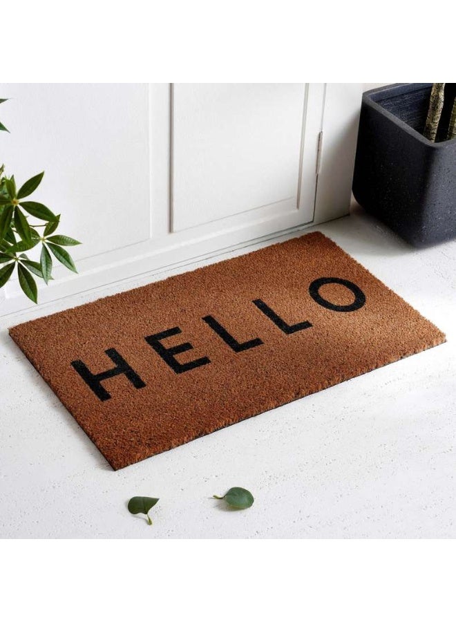 Pan Home Alfie Hello Door Mat 45x75Cm-Natural/Black - Image 1