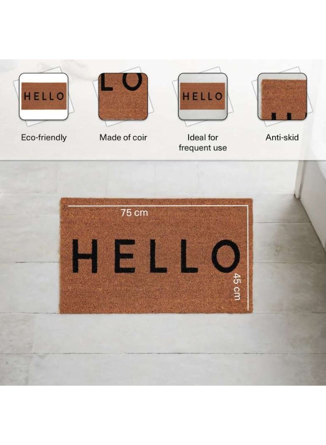 Pan Home Alfie Hello Door Mat 45x75Cm-Natural/Black - Image 2