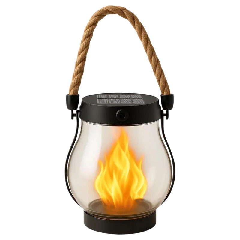 BH New Solar-Powered Twine Flame Light - Hanging Outdoor Camping Lamp, Rechargeable Garden Decorative Multi-Functional Lighting - Image 1