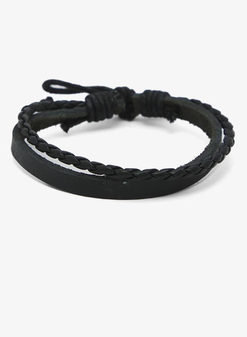 سفنتي فايف Multi-Layer Braided Leather Bracelet
