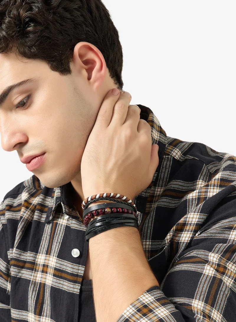 Seventy Five  Multi-Layer Braided Leather Bracelet for Men | Best Price UAE
