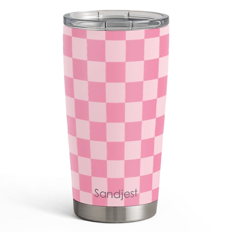 SANDJEST بهلوان متقلب 20oz الفولاذ المقاوم للصدأ معزول مدقق السفر فنجان القهوة القوس هدايا للنساء الفتيات في سن المراهقة عيد الميلاد عيد الميلاد (الوردي) - Image 1