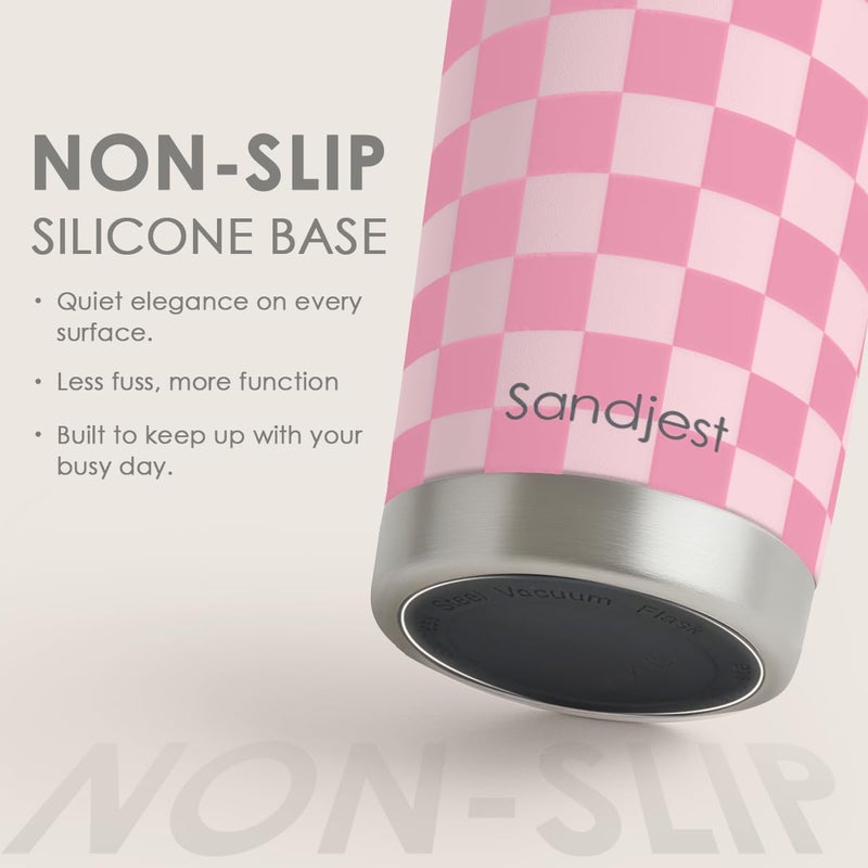 SANDJEST بهلوان متقلب 20oz الفولاذ المقاوم للصدأ معزول مدقق السفر فنجان القهوة القوس هدايا للنساء الفتيات في سن المراهقة عيد الميلاد عيد الميلاد (الوردي) - Image 4