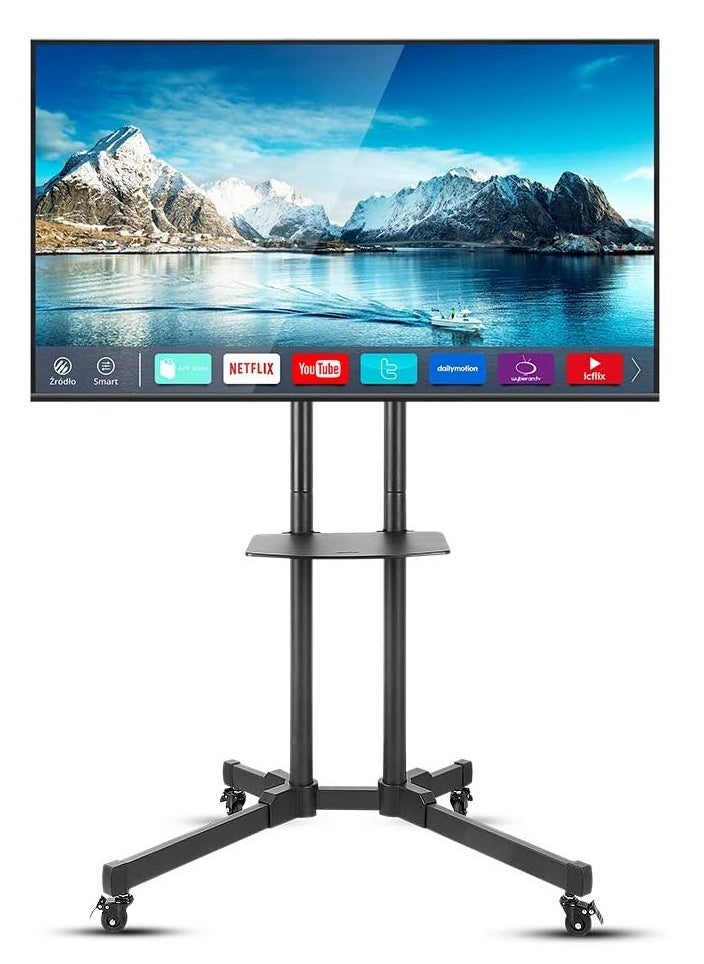 Hamood High quality TV Floor Stand with Wheels Rolling TV Cart for 37-75 inch LCD LED Plasma Flat Curved Screen, Tilt and Swivel Mount with Height Adjustable  - Image 1