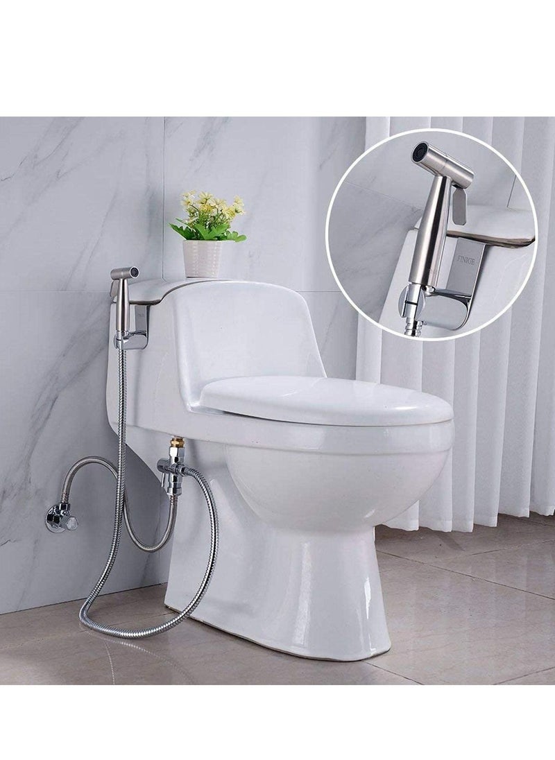SKY-TOUCH Toilet Bidet Spray Gun Handheld Self-Cleaning Shattaf Kit for Washroom and Bathroom Toilet Water Sprayer Silver  - Image 4