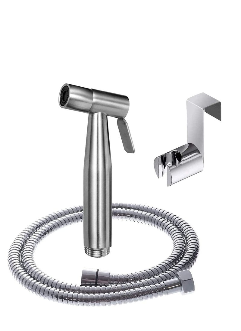SKY-TOUCH Toilet Bidet Spray Gun Handheld Self-Cleaning Shattaf Kit for Washroom and Bathroom Toilet Water Sprayer Silver  - Image 1