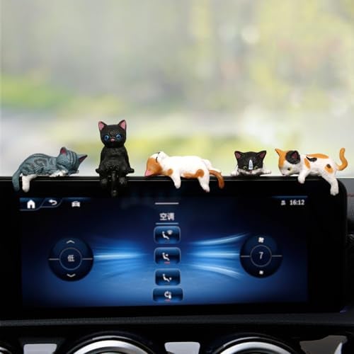 Kiofs Cat Car Interior Accessories Dashboard Decorations, Set of 5 Cute Car Dash Decor Rearview Mirror Ornament for Women Girl - Image 1