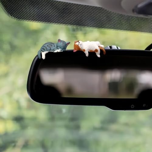 Kiofs Cat Car Interior Accessories Dashboard Decorations, Set of 5 Cute Car Dash Decor Rearview Mirror Ornament for Women Girl - Image 3