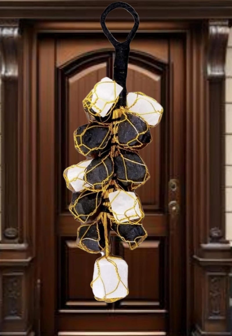 DT DECTONE Handcrafted Crystal Door Hanging with Black Tourmaline and Selenite, Gold Wire-Wrapped, 5 inches Height, Door Hanging, Protection from Evil Eye, Nazar Battu for Home Entrance - Image 3