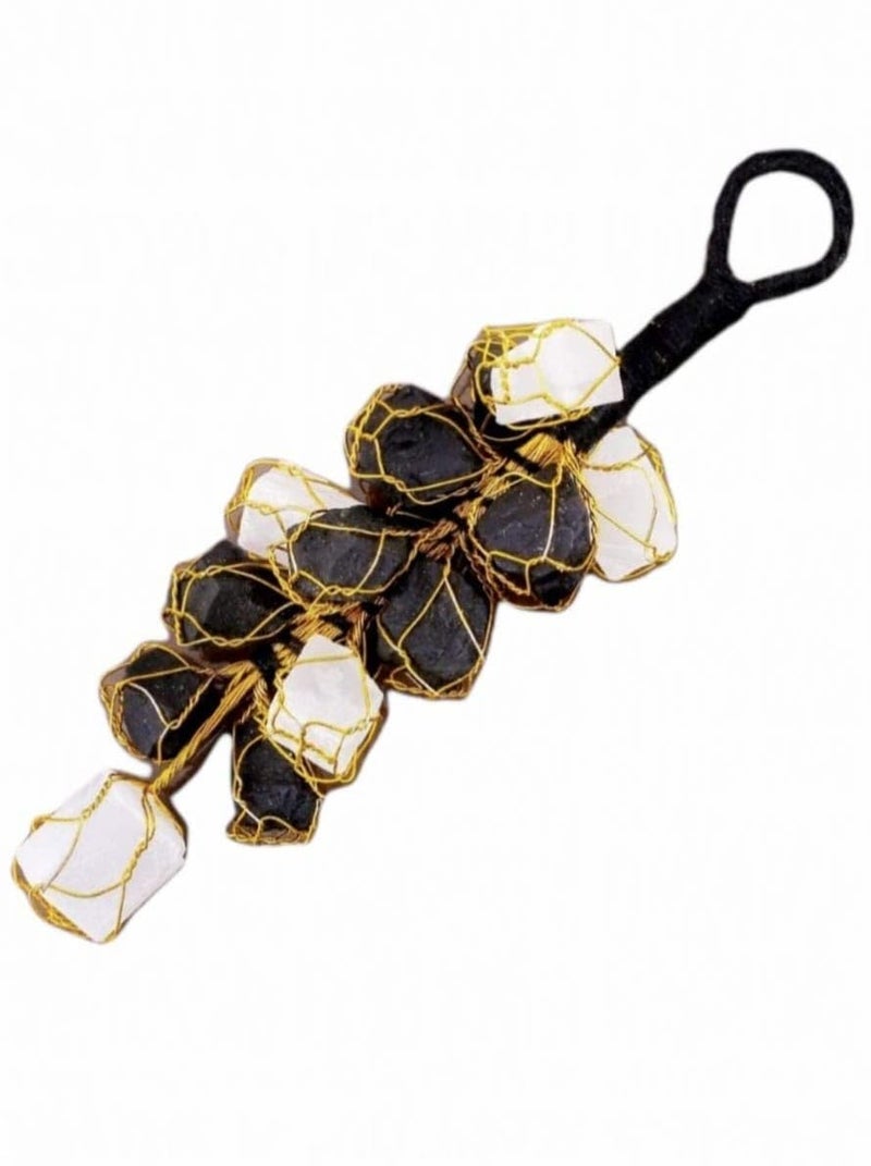 DT DECTONE Handcrafted Crystal Door Hanging with Black Tourmaline and Selenite, Gold Wire-Wrapped, 5 inches Height, Door Hanging, Protection from Evil Eye, Nazar Battu for Home Entrance - Image 1