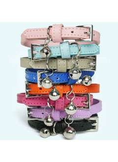 PUPTECK PUPTECK 2 PCS Soft Leather Cat Kitten Collar with Bells Adjustable for Girl Boy Cats Puppy - Pale Turquoise, Navy Blue  - Image 5
