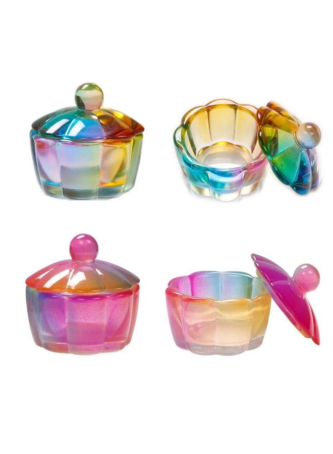GBSTORE 2 Pcs Glass Crystal Dappen Dish Cup With Lid Nail Art Acrylic Liquid Powder Glassware Bowl Nail Art Accessories - Image 2