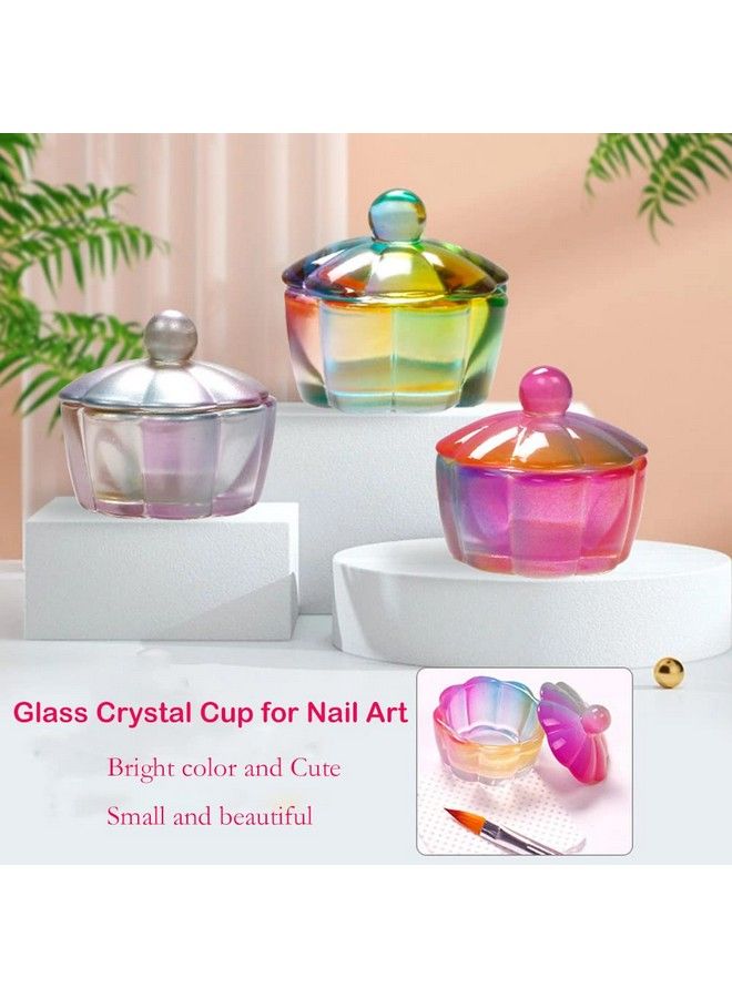 GBSTORE 2 Pcs Glass Crystal Dappen Dish Cup With Lid Nail Art Acrylic Liquid Powder Glassware Bowl Nail Art Accessories - Image 4