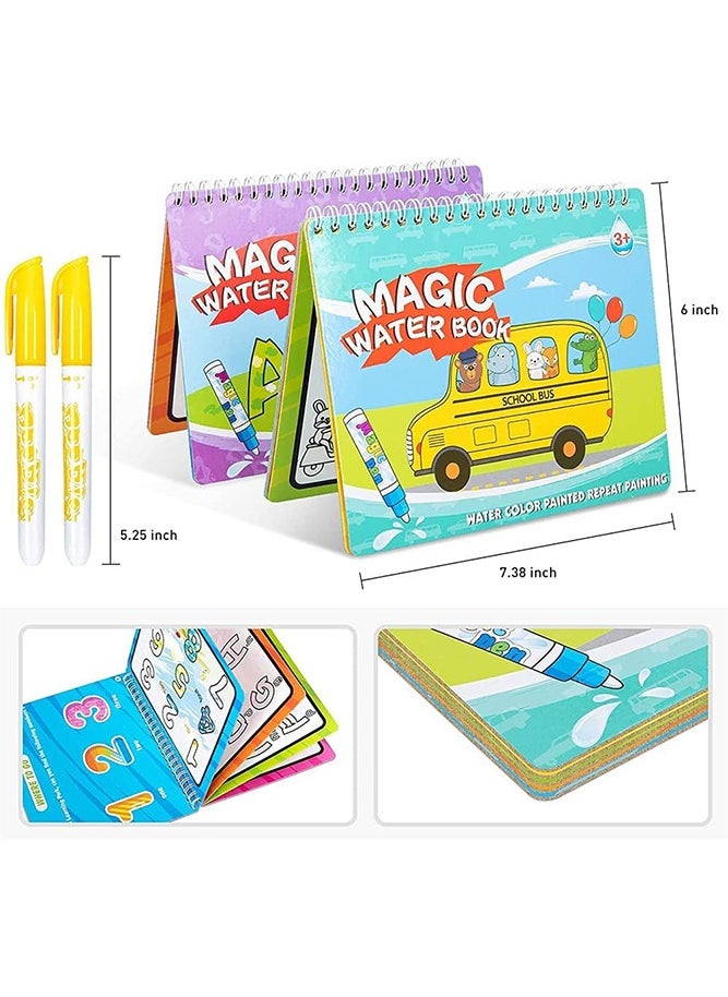 Bebiland 2 Pack Magic Water Coloring Doodle Books - Number, Letter and Transportation  - Image 2