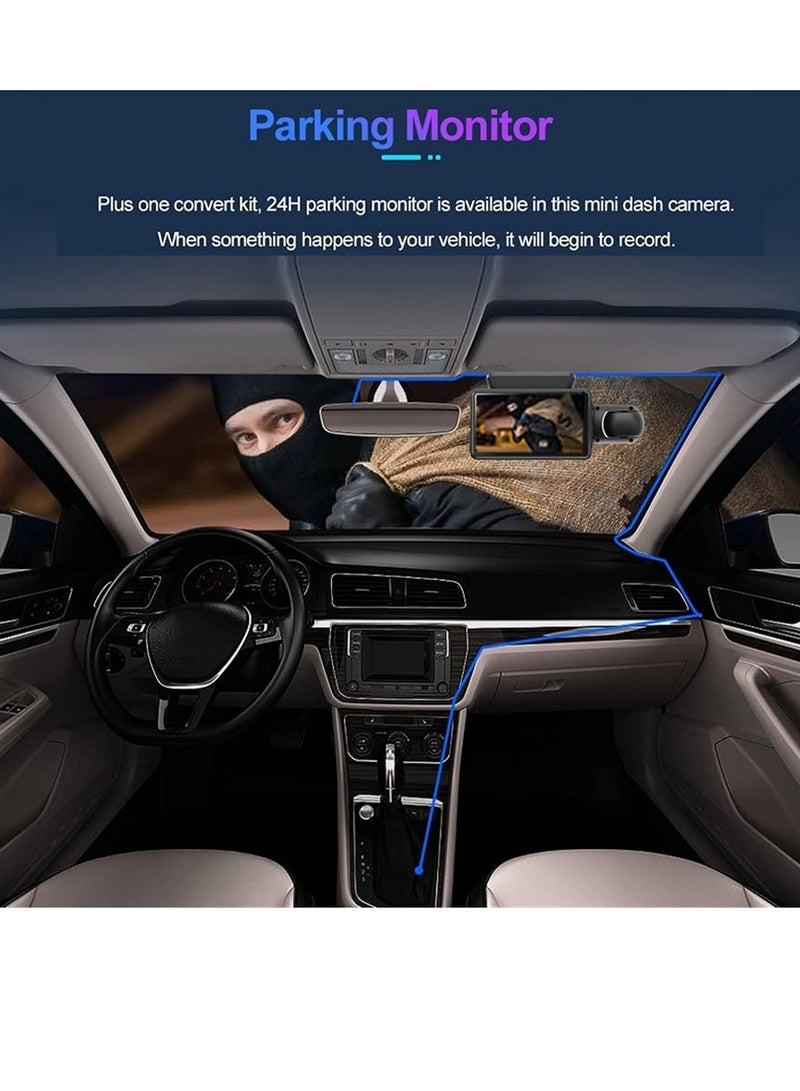 AROAQ Car Dash Camera, 3" 1080p HD Car DVR Dash Camera, 170° Wide Angle Video Recorder With Night Vision, Dual Rotatable Lens Rear View Camera  With Loop Recording And G-sensor, (Front + Rear) - Image 3