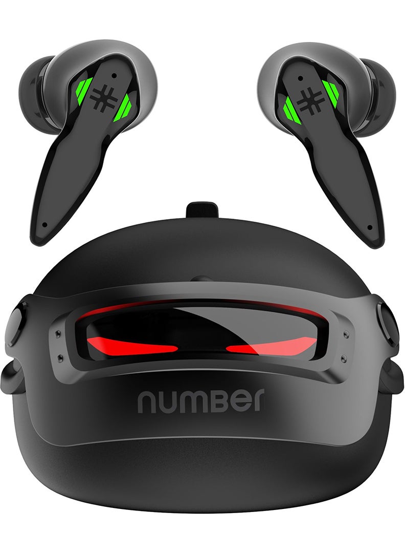 Super Buds Pro GT9 Environment Noise Cancelling Gaming TWS Bluetooth Headset (Commando Black, True Wireless)