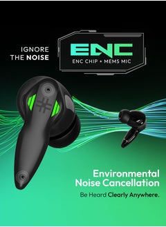 Number Super Buds Pro GT9 Environment Noise Cancelling Gaming TWS Bluetooth Headset  (Commando Black, True Wireless)  - Image 4