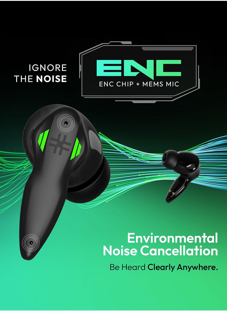 Number - Super Buds Pro GT9 Environment Noise Cancelling Gaming TWS Bluetooth Headset  (Commando Black, True Wireless) - Image 1
