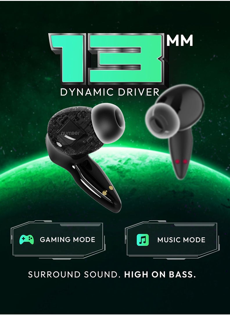 Number - Super Buds Pro GT9 Environment Noise Cancelling Gaming TWS Bluetooth Headset  (Commando Black, True Wireless) - Image 1