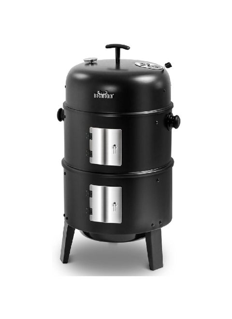 Smoker BBQ Charcoal Grill with Built-In Thermometer Black 16 Inch SRCG20008