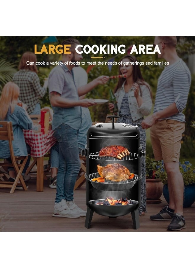 Bighorn - Smoker BBQ Charcoal Grill with Built-In Thermometer Black 16 Inch SRCG20008 - Image 1