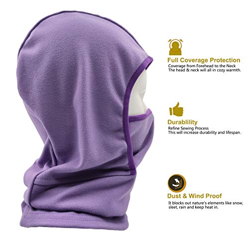 Yuhan Pretty Kids Balaclava Ski Mask Windproof Fleece Neck Warmer Gaiter Winter Face Warmer for Cold Weather Boys Girls (1pcs Purple) - Image 4