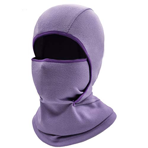 Yuhan Pretty Kids Balaclava Ski Mask Windproof Fleece Neck Warmer Gaiter Winter Face Warmer for Cold Weather Boys Girls (1pcs Purple) - Image 1