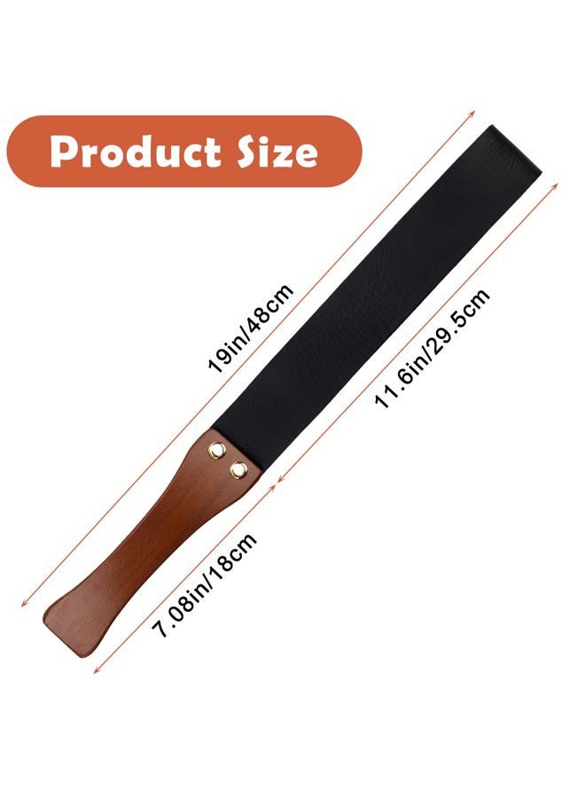 Coolrunner 19 Inch Riding Crop for Horse, Leather Paddle with Anti-Slip Wooden Handle, Equestrianism Crops, Black Crops for Horses - Image 2