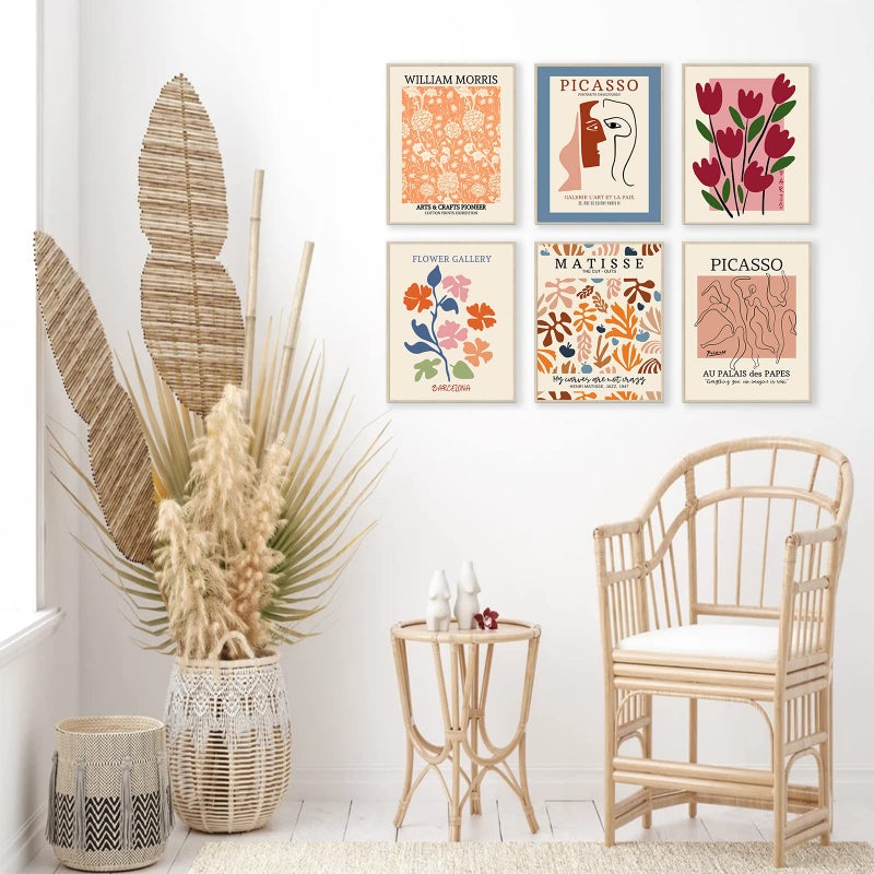 KBKBART مجموعة ملصقات سوق الزهور من 6 مجردة زهرة السوق جدار الفن المطبوعات ملصق المعرض مجموعة عتيقة matisse طباعة بيكاسو طباعة وليام موريس صور ديكور غرفة بوهو (8x10inch دون إطار) - Image 2