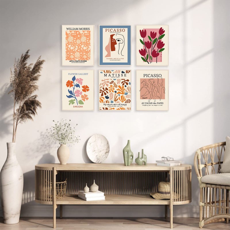 KBKBART مجموعة ملصقات سوق الزهور من 6 مجردة زهرة السوق جدار الفن المطبوعات ملصق المعرض مجموعة عتيقة matisse طباعة بيكاسو طباعة وليام موريس صور ديكور غرفة بوهو (8x10inch دون إطار) - Image 5