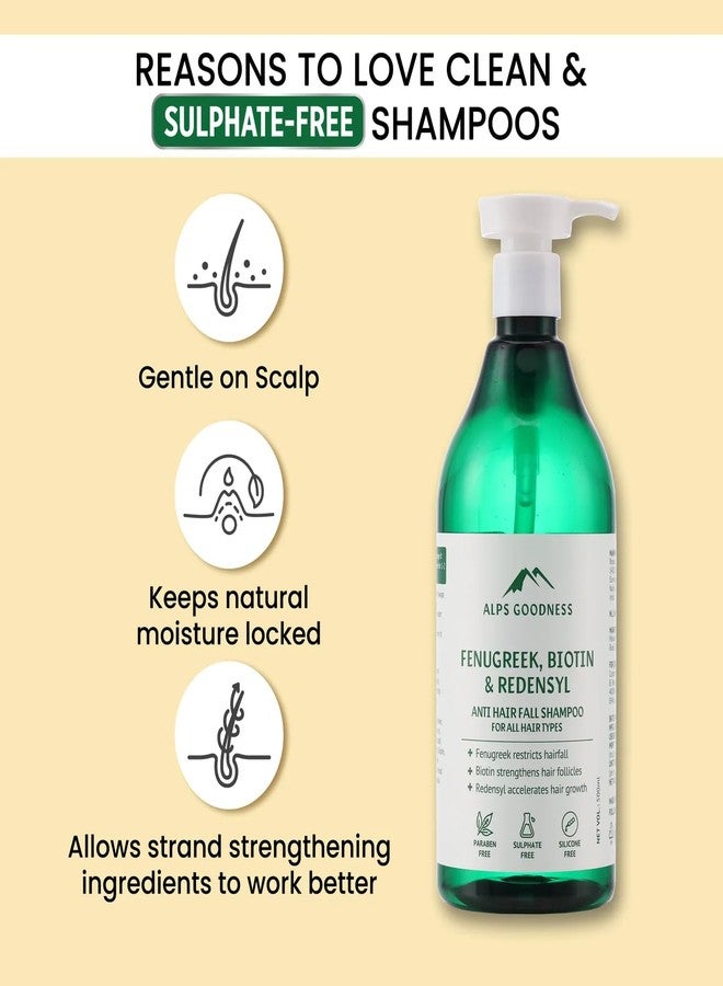Alps Goodness Fenugreek, Biotin & Redensyl Anti Hairfall Shampoo for All Hair Types (500 ml) | Sulphate Free, Silicone Free, Paraben Free | Gentle & Mild Cleansing Shampoo| Vegan | Hairfall Control Shampoo - Image 2