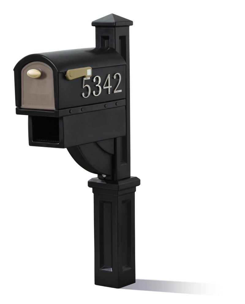Step2 Mailmaster Hudson Mailbox, Magnetic Door, Large Newspaper Holder, Heavy-Duty, Weather Resistant, Post Mounting Hardware Kit Included, Black - Image 1
