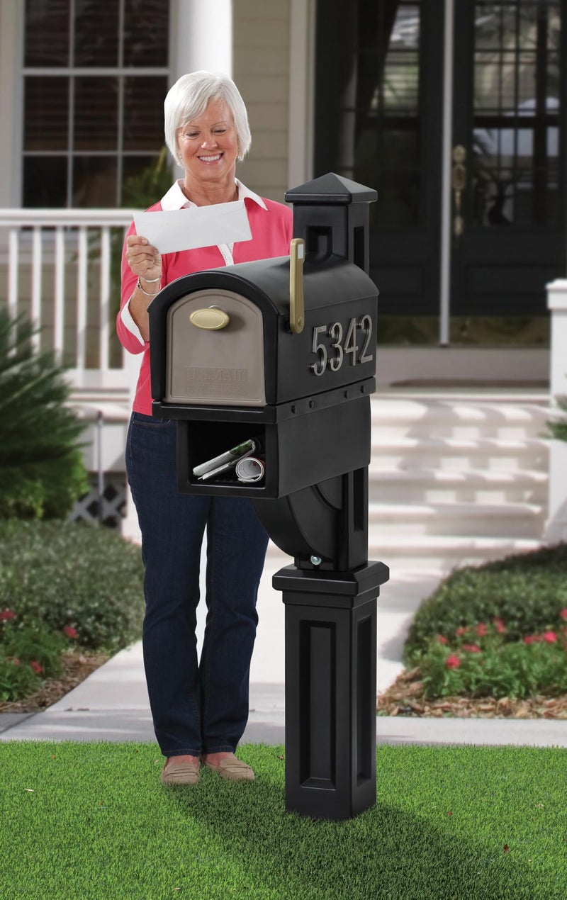 Step2 Mailmaster Hudson Mailbox, Magnetic Door, Large Newspaper Holder, Heavy-Duty, Weather Resistant, Post Mounting Hardware Kit Included, Black - Image 2