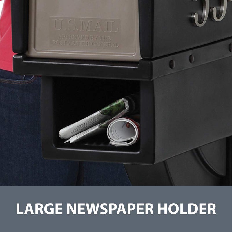 Step2 Mailmaster Hudson Mailbox, Magnetic Door, Large Newspaper Holder, Heavy-Duty, Weather Resistant, Post Mounting Hardware Kit Included, Black - Image 5