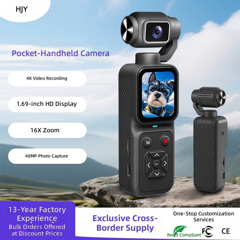 HJW 4K Pocket Gimbal Camera with 180° Flip Screen, Handheld Vlogging Camera with 3-Axis Stabilization, Compact Video Camera for YouTube, Travel & Outdoor - Image 2