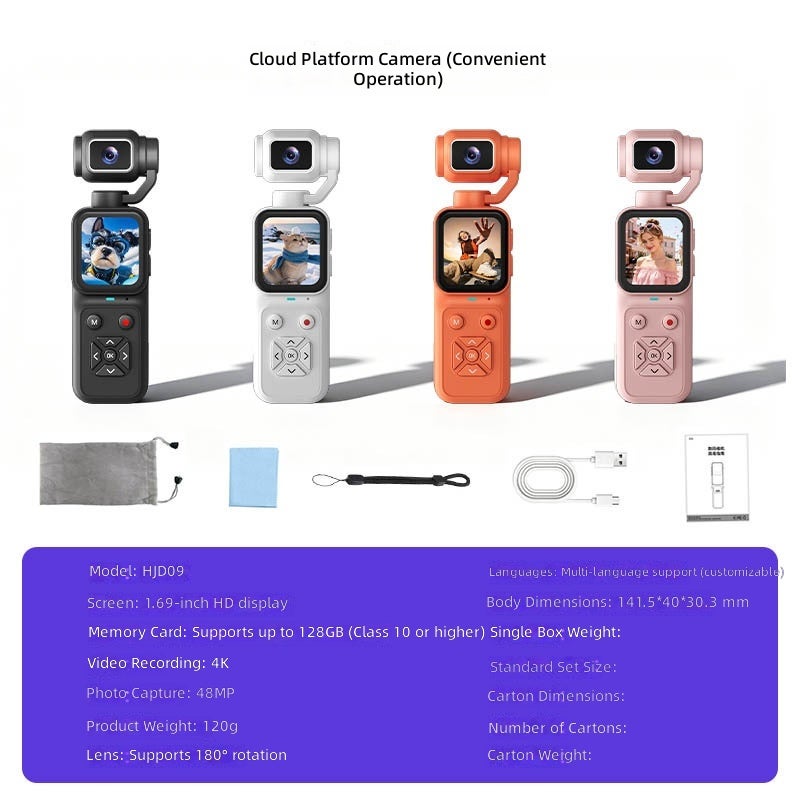 HJW 4K Pocket Gimbal Camera with 180° Flip Screen, Handheld Vlogging Camera with 3-Axis Stabilization, Compact Video Camera for YouTube, Travel & Outdoor - Image 5