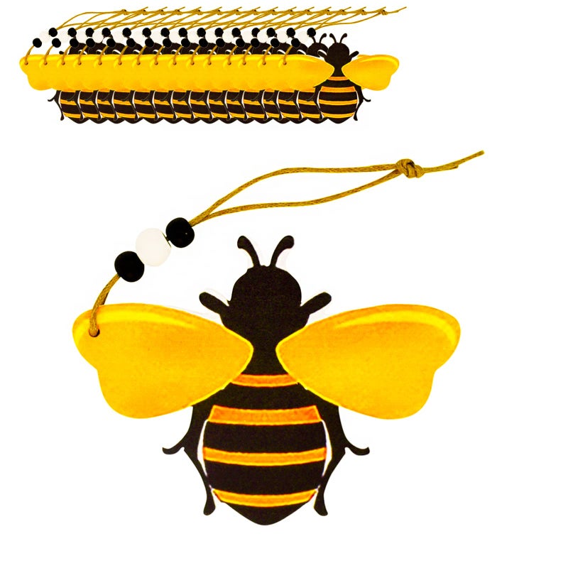 MACLARONX 15 PCS Bee Ornaments Wooden Bumble bees Cutouts Decorations for Tree Tree Tray Wreath Christmas Festival Bee Sign Art Crafts Home Hanging Decor Bulk