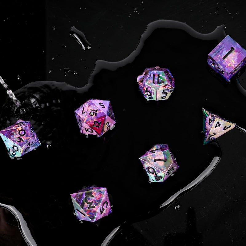 UBEUCK Electroplated Resin Dice Set, Resin Edge Sharp for Dungeons & Dragons RPG, MTG Board Games with Gift Box (Electroplating Purple Color) - Image 5